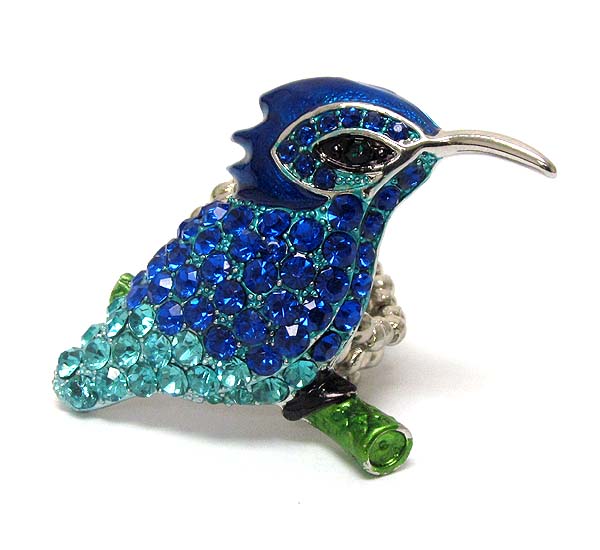 Crystal hummingbird stud stretch ring