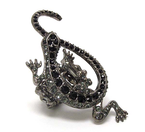 Crystal stud lizard stretch ring