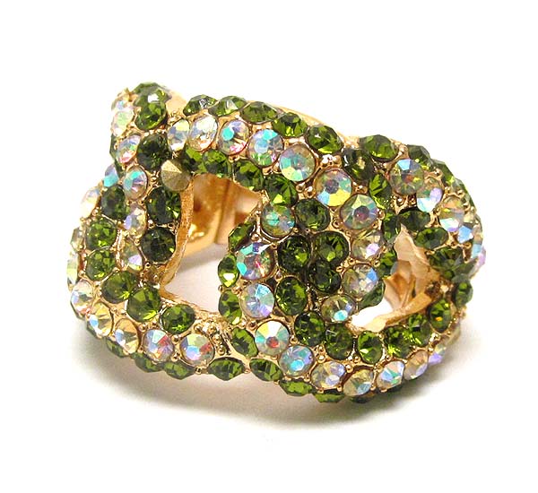 Crystal stud chain pattern stretch ring