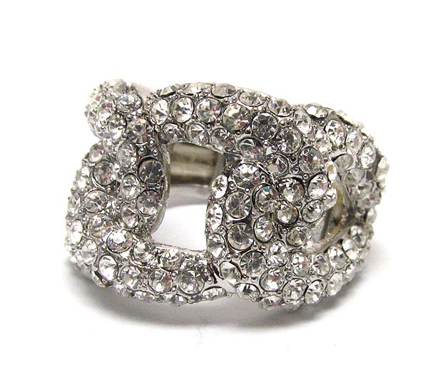 Crystal stud chain pattern stretch ring