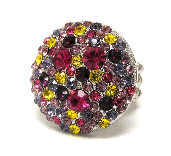 Crystal stud round puffy stretch ring