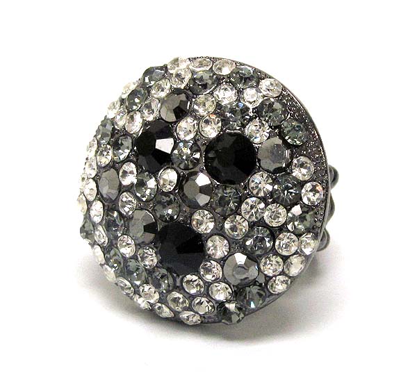 Crystal stud round puffy stretch ring
