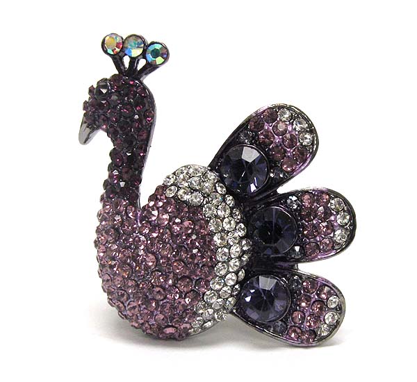 Crystal stud peacock stretch ring