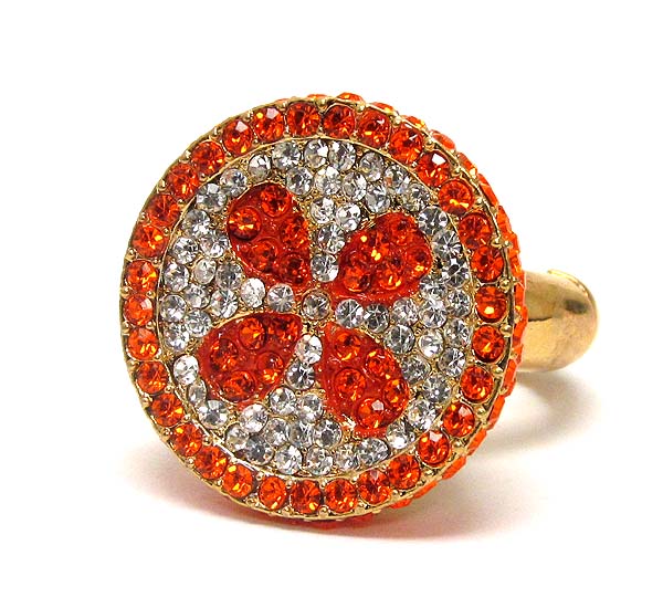 Crystal stud with flower on center round stretch ring