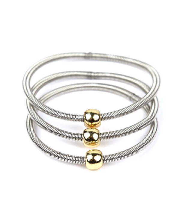Metal ball accent stackable multi ring combo set of 3
