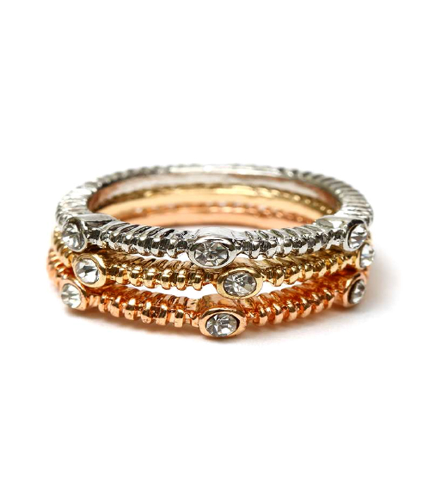 Crystal stackable multi ring combo set of 3