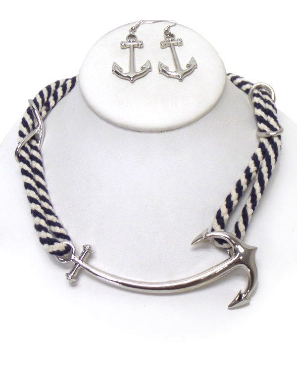 Two layer rope with anchor necklace set