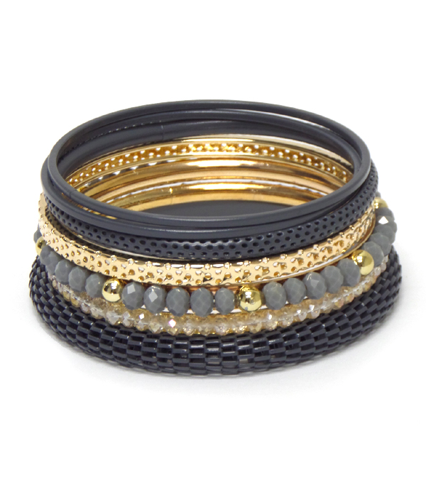 Multi style stackable bangle bracelet set of 7