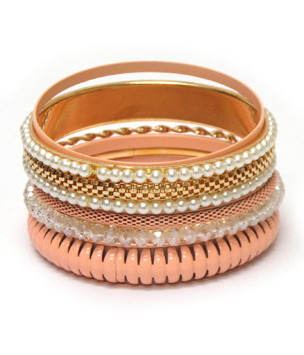 Multi style stackable bangle bracelet set of 6