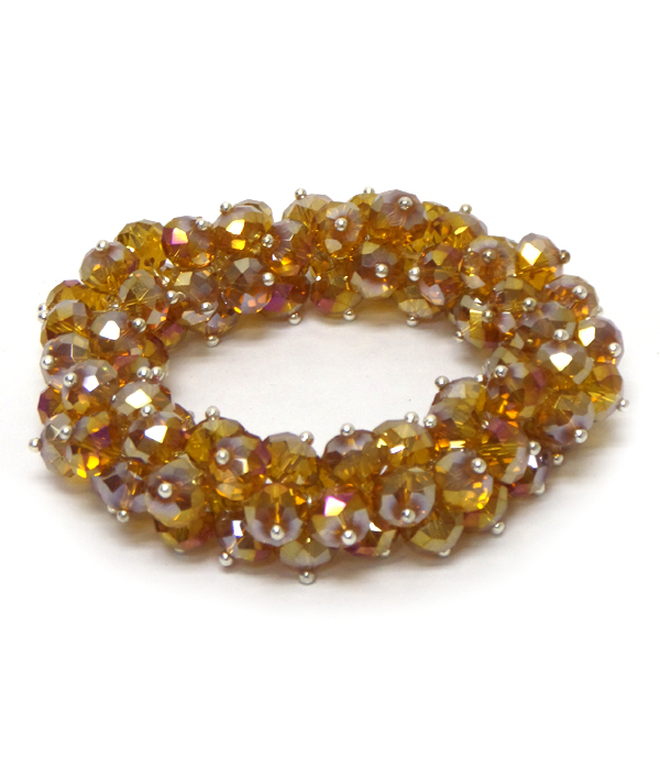 Crystal cut facet glass beads stretch bracelet