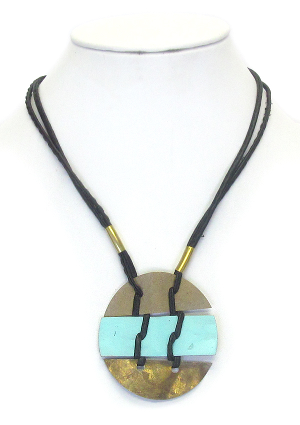 3 piece metal patina pendant necklace