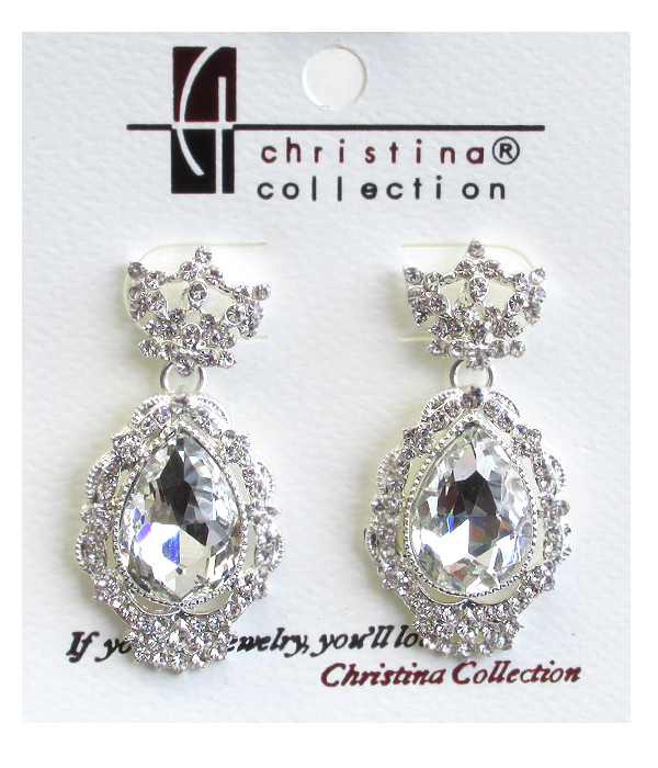 Bridal rhinestone drop earring