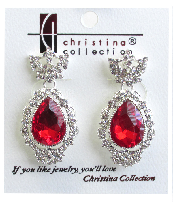 Bridal rhinestone drop earring