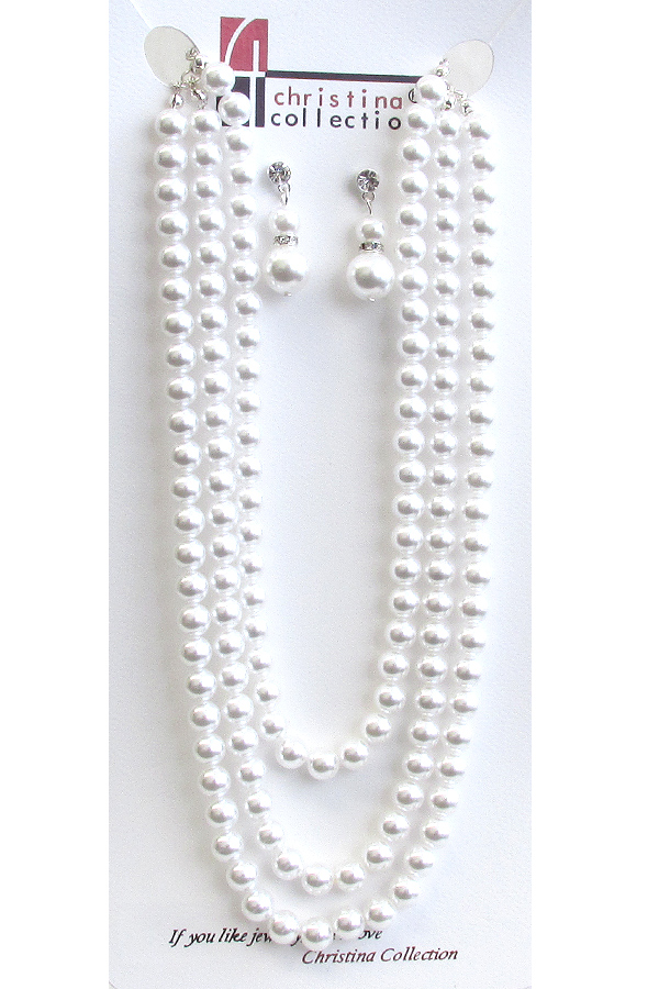BRIDAL MULTI LAYER PEARL NECKLACE SET