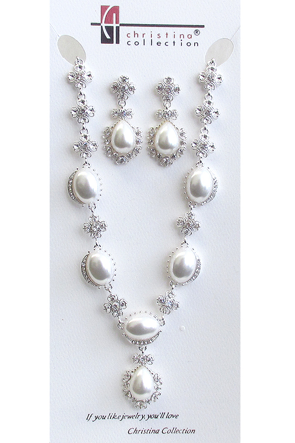 BRIDAL MULTI PEARL AND CRYSTAL MIX NECKLACE SET
