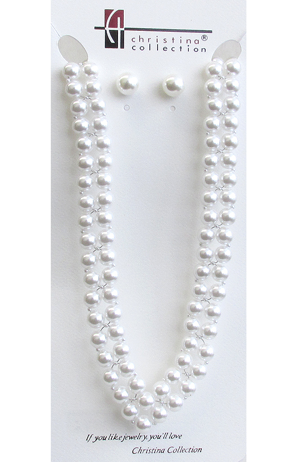 BRIDAL DOUBLE LAYER PEARL NECKLACE SET