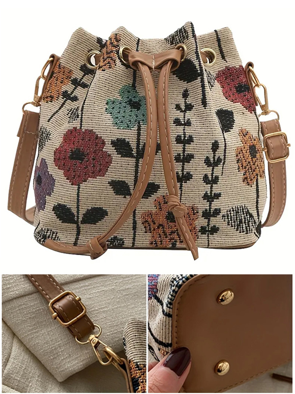 Flower pattern bucket bag