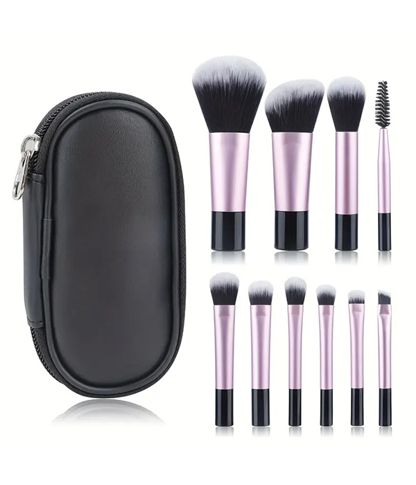 10 piece mini makeup brush set