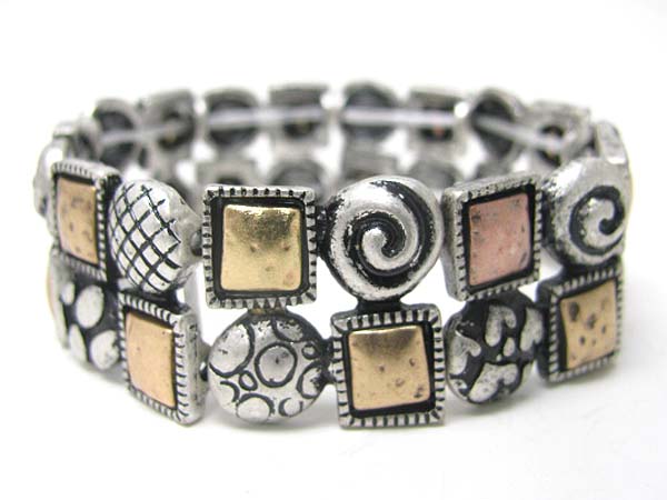 Textured burnish metal stretch bracelet