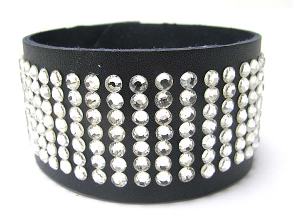 CRYSTAL STUD LEATHER WRIST BAND