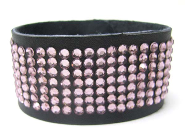 Crystal stud leather wrist band