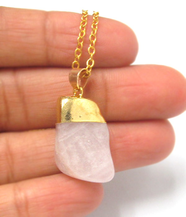 Semi precious candy quartz pendant necklace