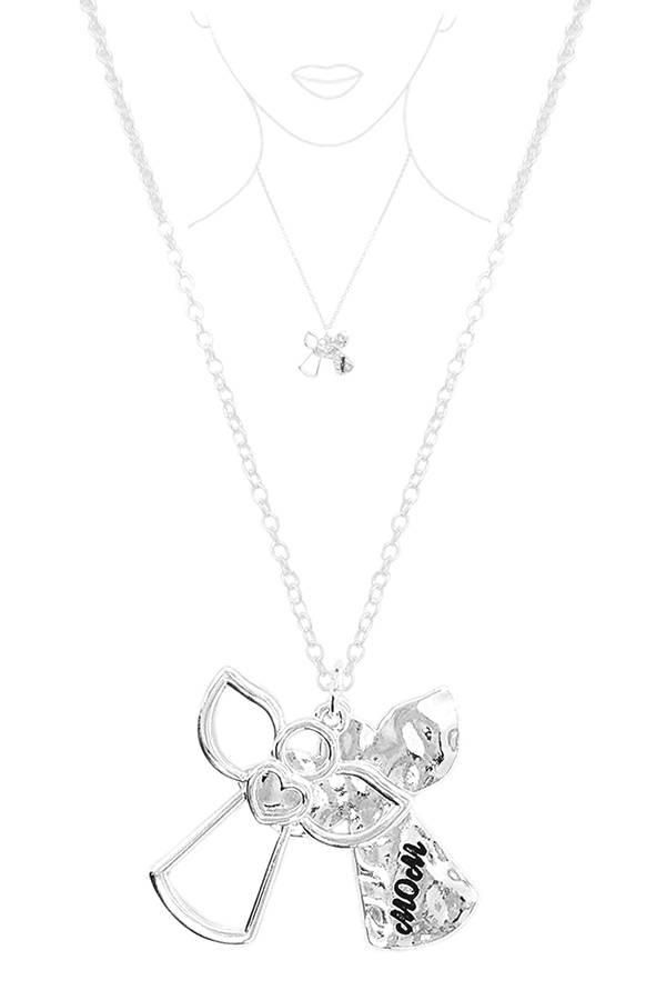 Religious inspiration guardian angel pendant necklace - mom