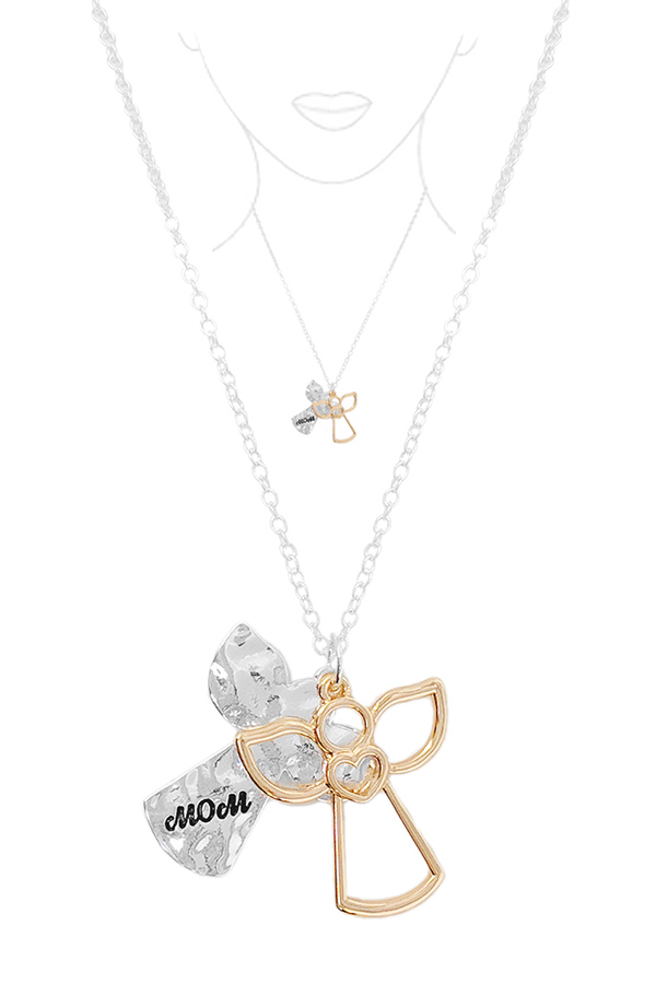 Religious inspiration guardian angel pendant necklace - mom