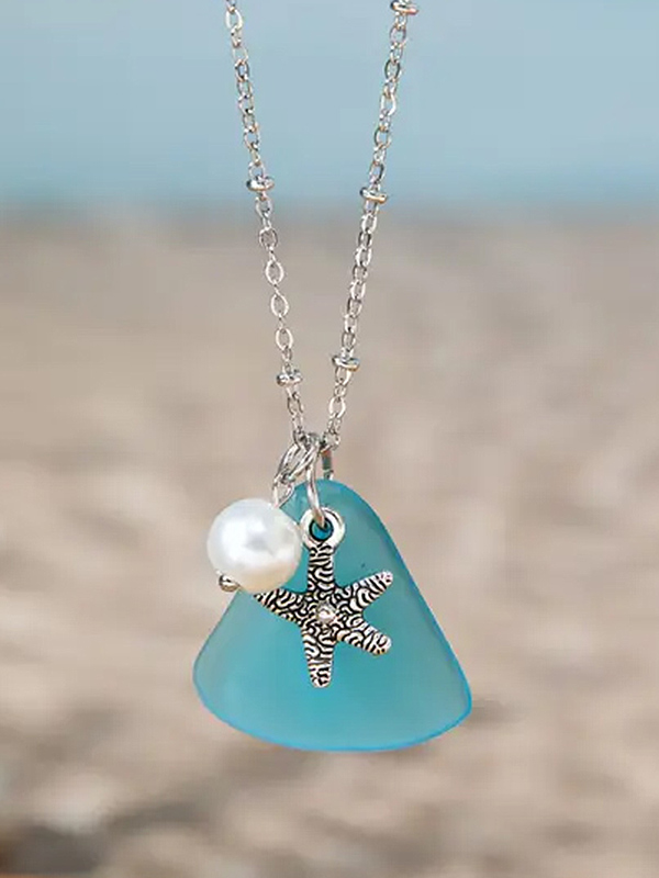 Seaglass starfish pendant necklace