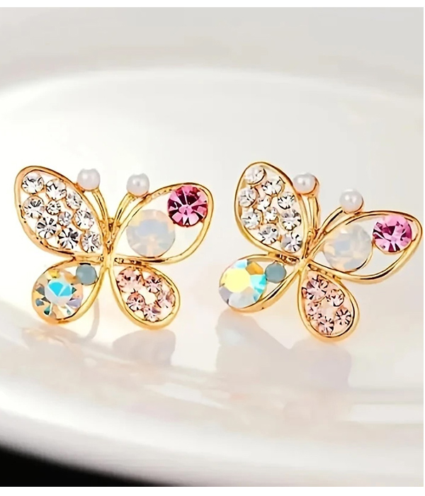 Crystal butterfly earring