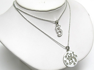 Made in korea whitegold plating double strand star necklace