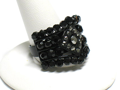 Crystal and colored metal adjustable fashion ring