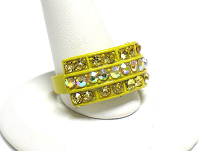 Crystal and colored metal adjustable fashion ring
