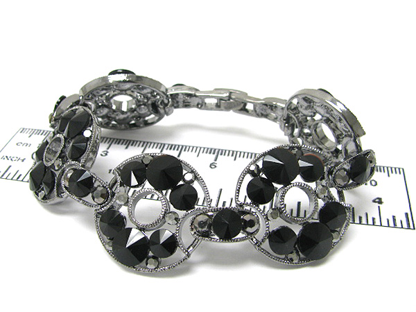 MULTI SIZE CRYSTAL ROUND LINK METAL BRACELET 