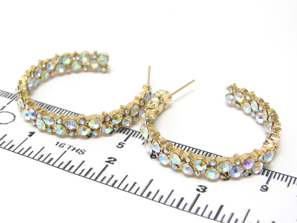 Multi crystal round metal hoop earring  - hoops