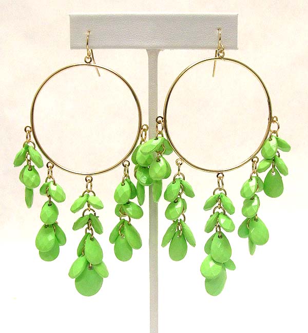 Multi colorful acryl tear drop dangle hoop earring - hoops