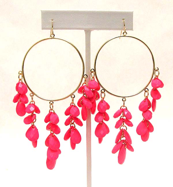 Multi colorful acryl tear drop dangle hoop earring - hoops