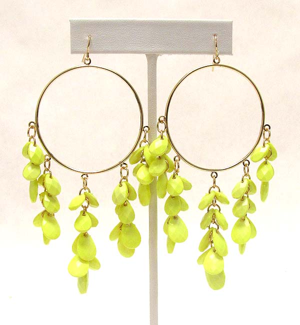 Multi colorful acryl tear drop dangle hoop earring - hoops
