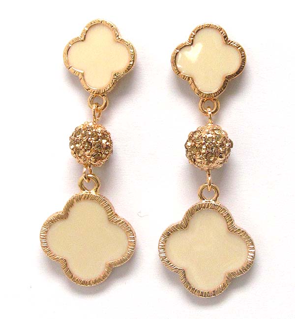 Two metal epoxy flower with fire ball drop  earring