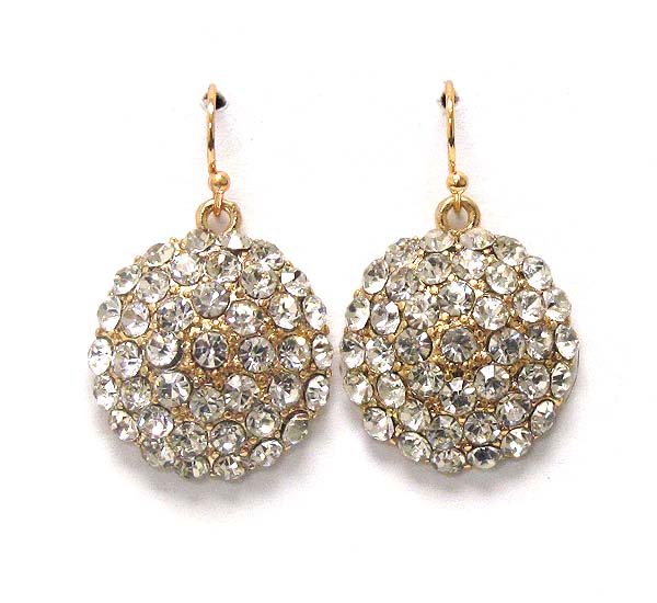 Multi crystal on puffy round metal stud earring