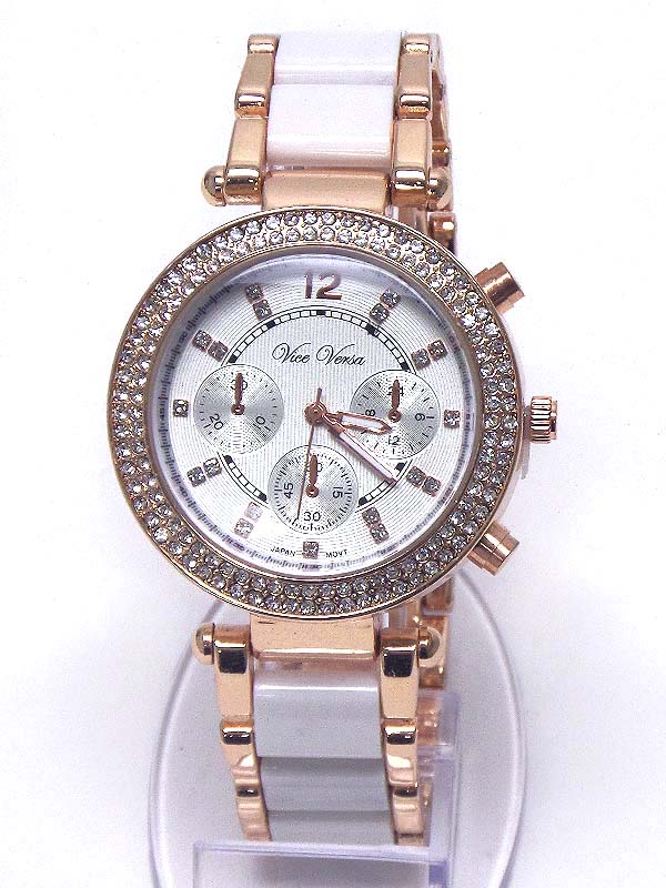 Crytal face and multi chain mix wrap watch