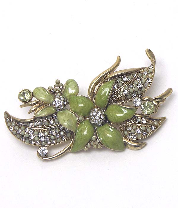 Crystal stud epoxy flower bouquet brooch