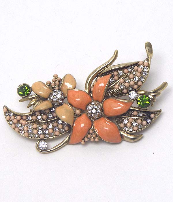 Crystal stud epoxy flower bouquet brooch