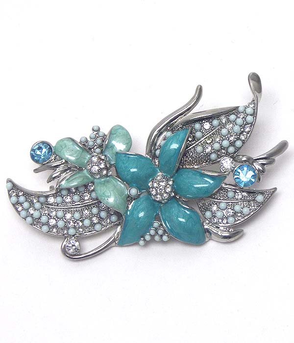 Crystal stud epoxy flower bouquet brooch