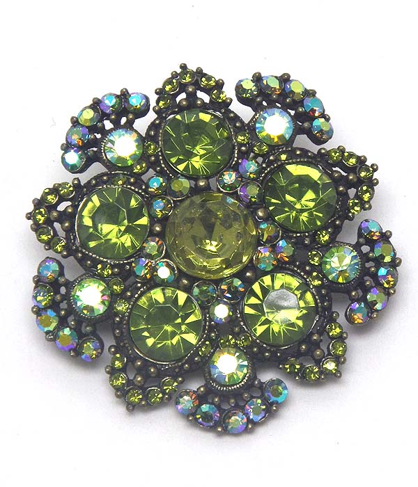 Luxury crystal and stone flower brooch