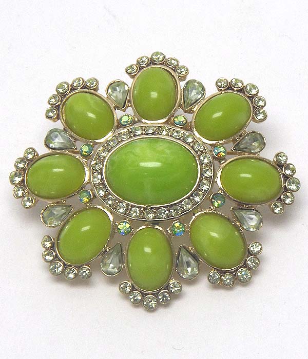 Luxury crystal and stone flower brooch