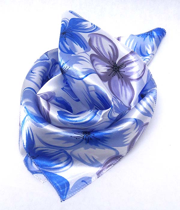 Petite size satin silk scarf - flower