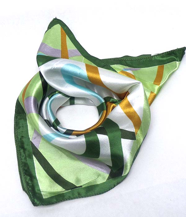 Petite size satin silk scarf - check
