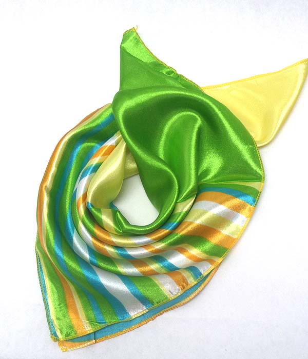 Petite size satin silk scarf - stripe