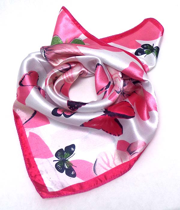 Petite size satin silk scarf - butterfly